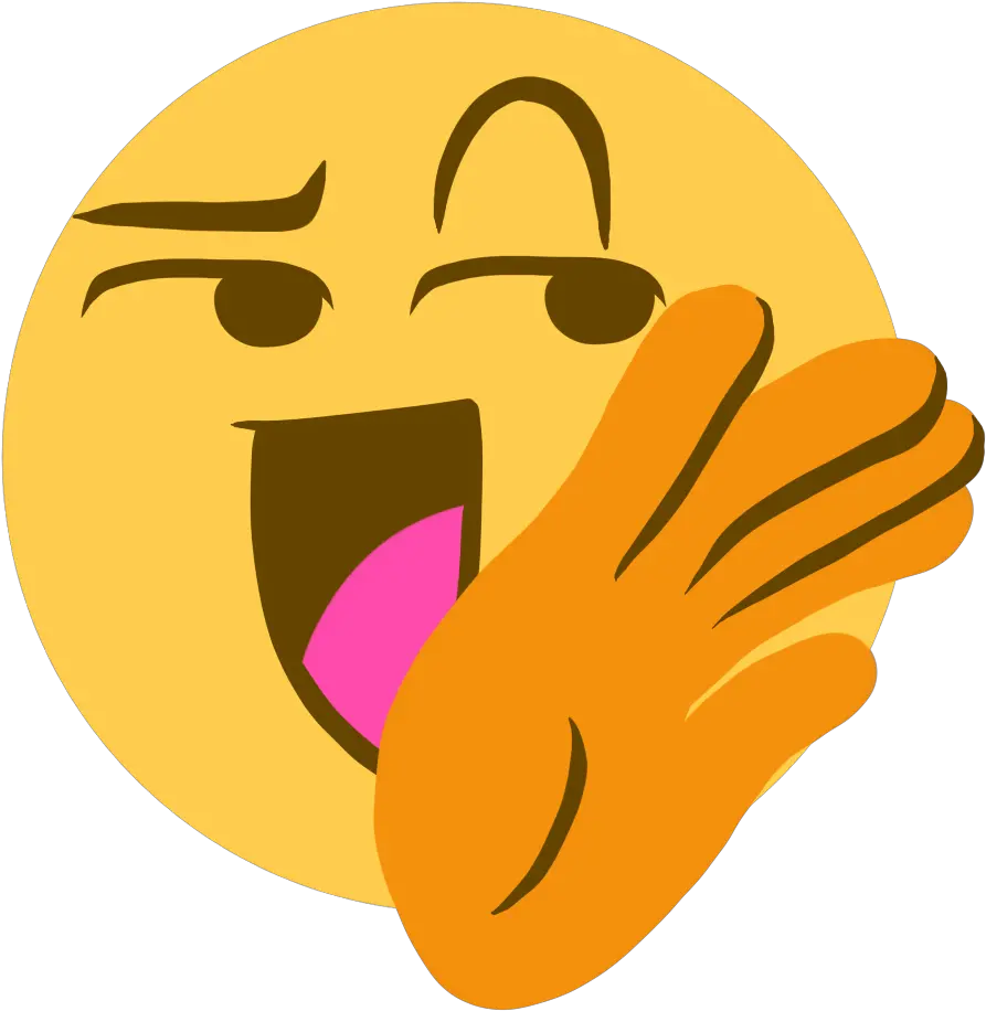 An Emoji Of A Smug Laugh With One Hand Raised To The Clipart Emoji Smug Transparent Png Laugh Png