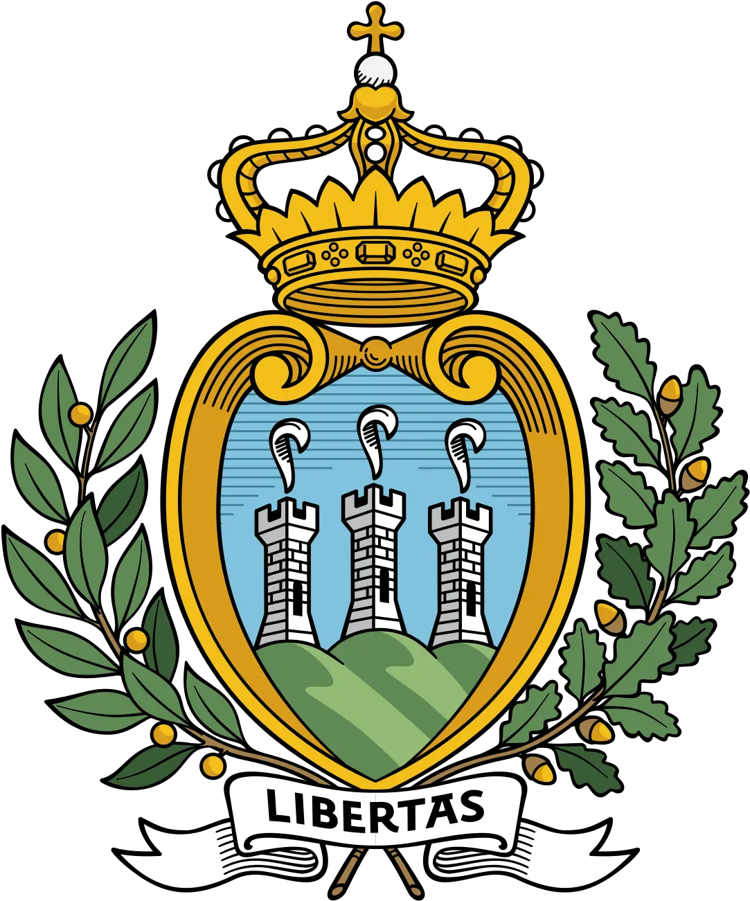 Coat Of Arms San Marino San Marino Emblem Png Laurel Crown Icon