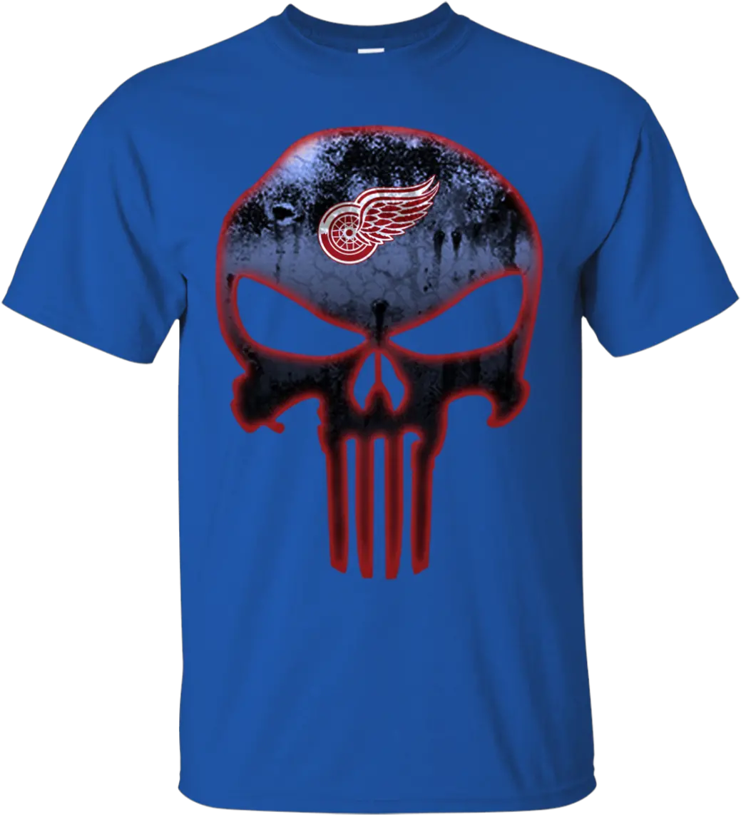 Detroit Red Wings Hockey The Punisher Skull Shirts Png