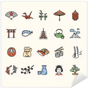 Sticker Japan Icon Color Set Vector Pixersus Giappone Icon Png Japan Icon