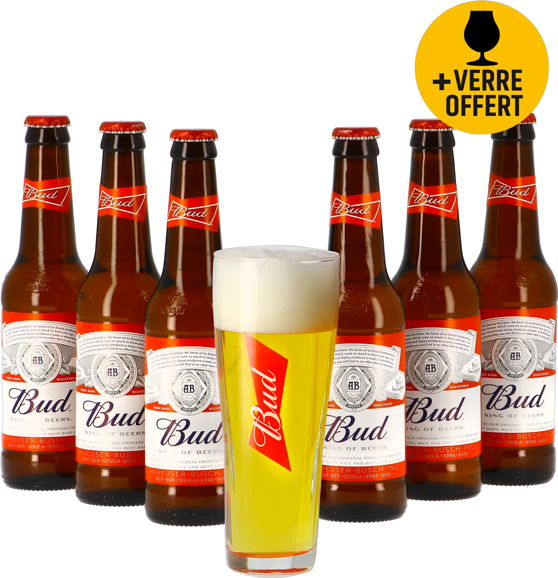 Assortiment Bud 6 Bières Et 1 Verre Offert Glass Bottle Png Bud Light Bottle Png