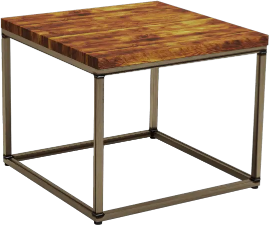 Metal Frame Wooden Top Table Png Image Tall Side Table For Couch Cafe Table Png