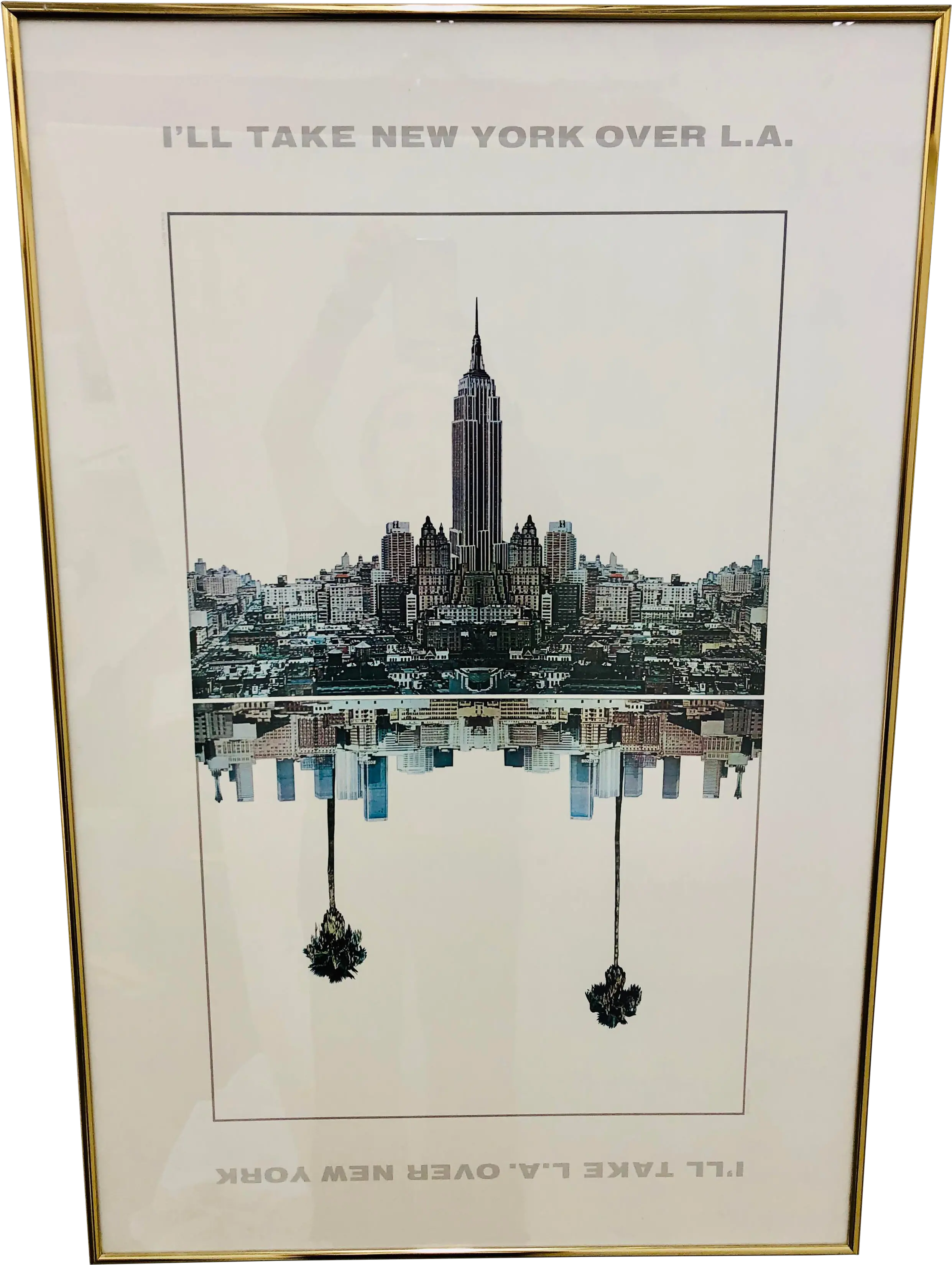 Vintage New York Vs Los Angeles Print In Frame New York Los Angeles Poster Png Los Angeles Skyline Png