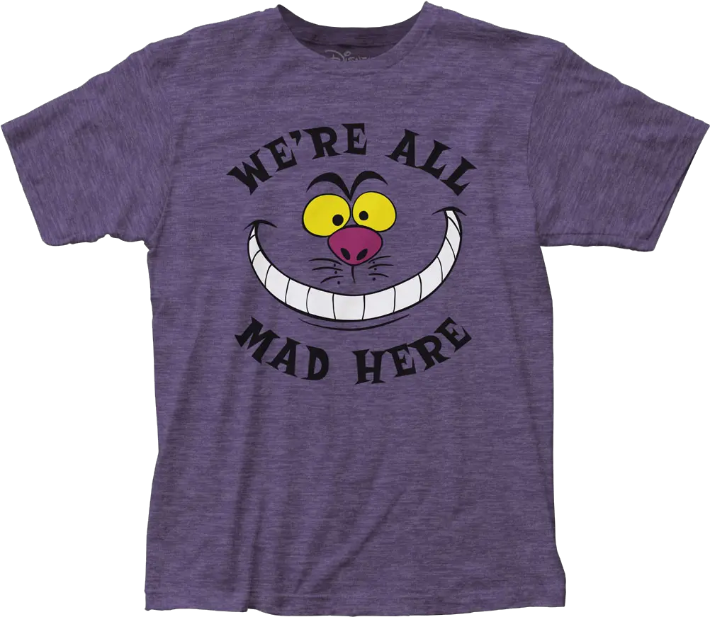 Sweaters Weu0027re All Mad Here Cheshire Cat Alice In Wonderland Short Sleeve Png Cheshire Cat Smile Png