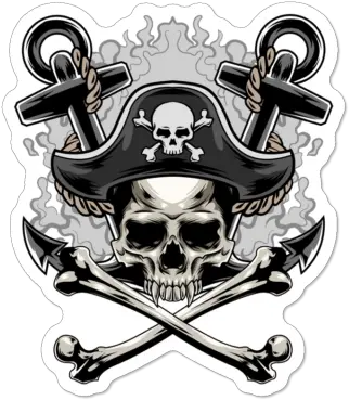 New White Pirate Stickers Design By Humans Scary Png Monster Hunter World Skull Icon