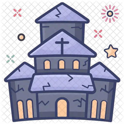 Haunted House Icon Of Colored Outline Roof Shingle Png Haunted House Png