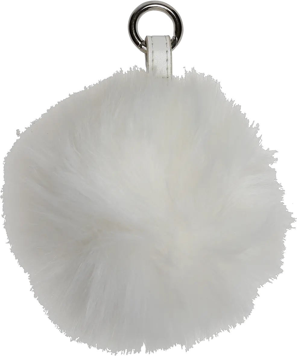 Pompom Charm With Strap And O Ring Lock White Strop White Fake Fur D11 Cm Fur White Circle Png Pom Pom Png