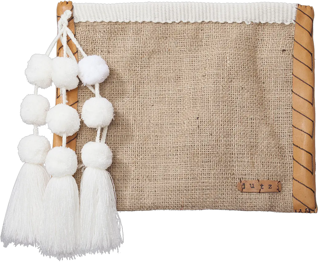 Dutzi White Pom Pom Tassel Pouch Wool Transparent Wool Png Pom Pom Png