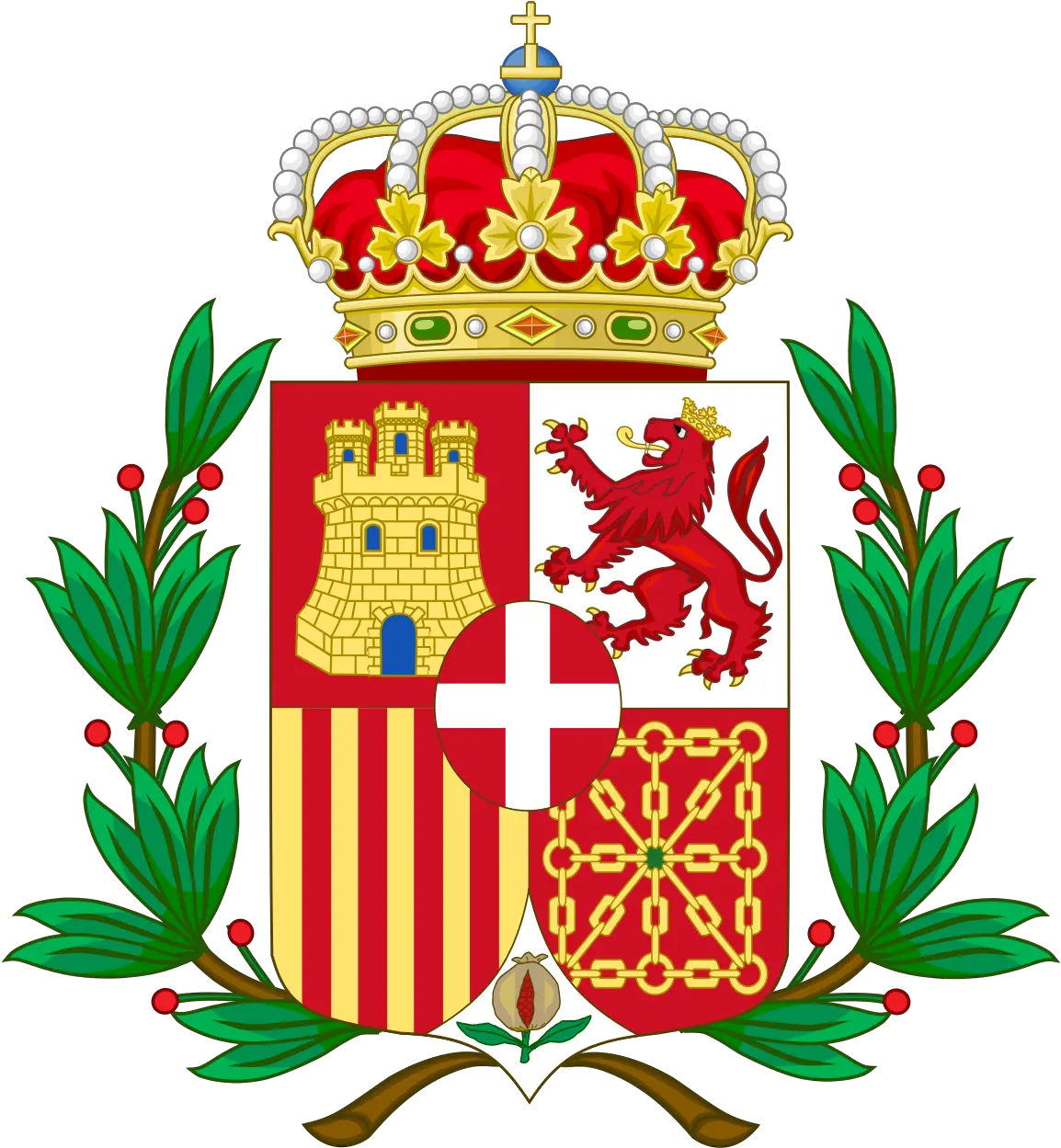 Filecoat Of Arms Spain 1871 1873 Laurel Variantsvg Spanish Coat Of Arms Png Laurel Png