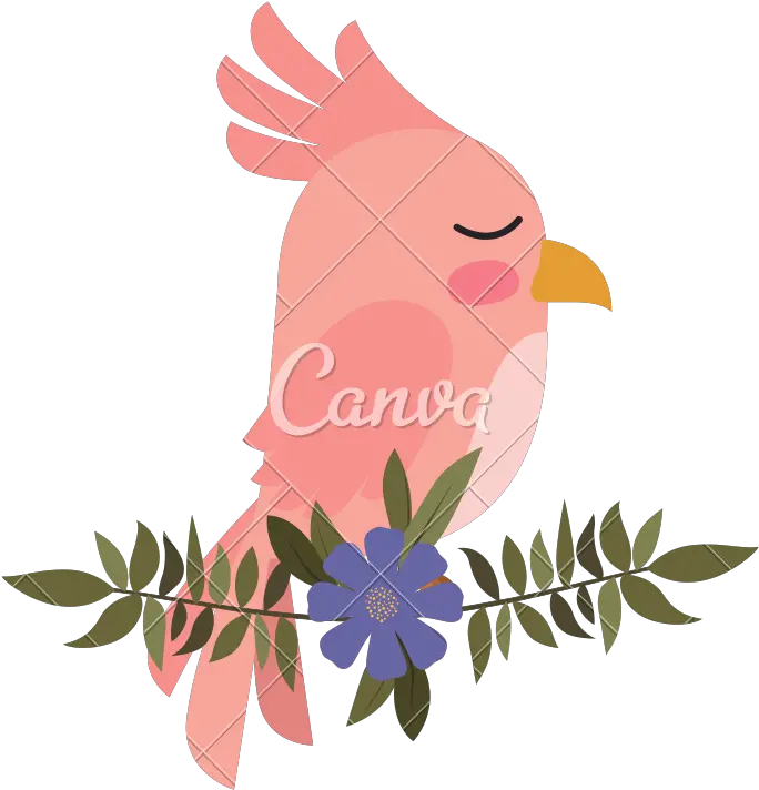 Cute Bird With Leafs And Flowers Crown 1584324 Png Floral Leafs Icon