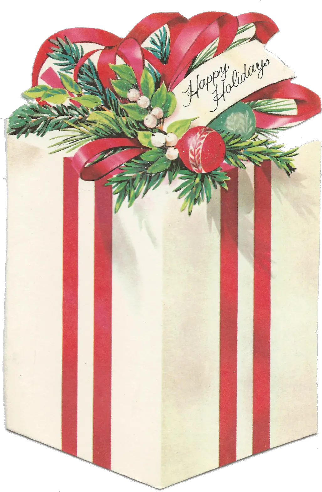 Download Hd Vintage Christmas Presents Png Vintage Vintage Christmas Gift Clip Art Present Png