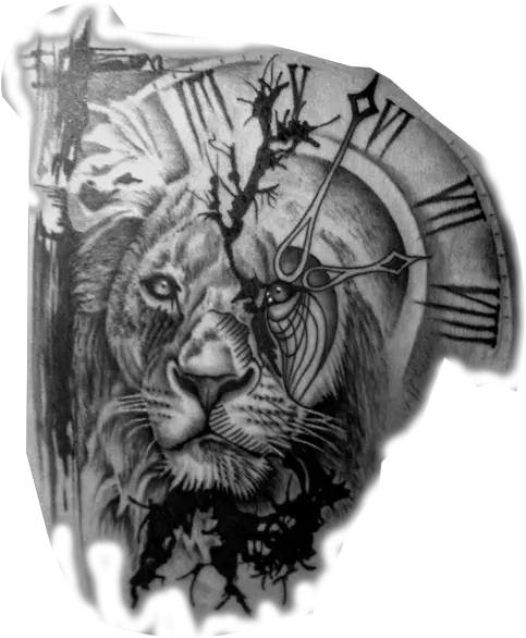 Download Tattoo Png Tumblr Picture Lion With Clock Tattoo Tattoo Png Tumblr