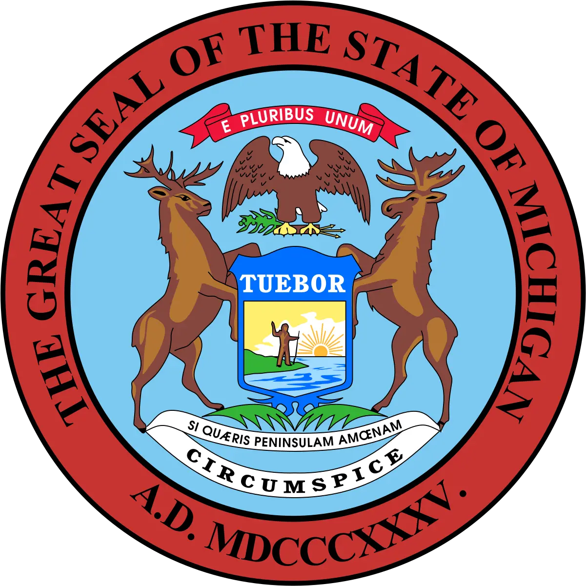 History Of Michigan Wikipedia Michigan State Seal Png Michigan Outline Png
