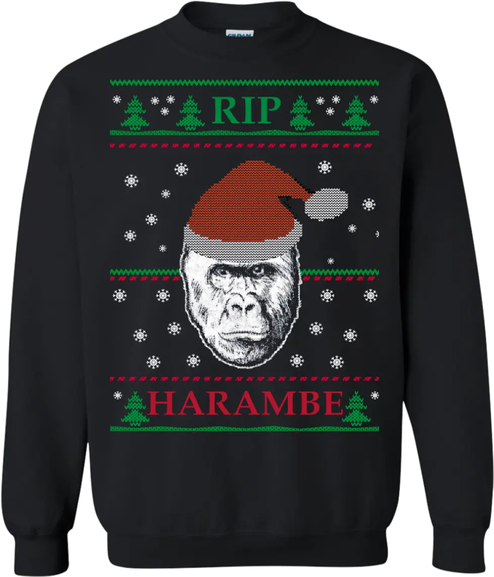 Harambe Rip Christmas Sweater T Shirt Ugly Christmas Sweaters Clear Background Png Harambe Transparent