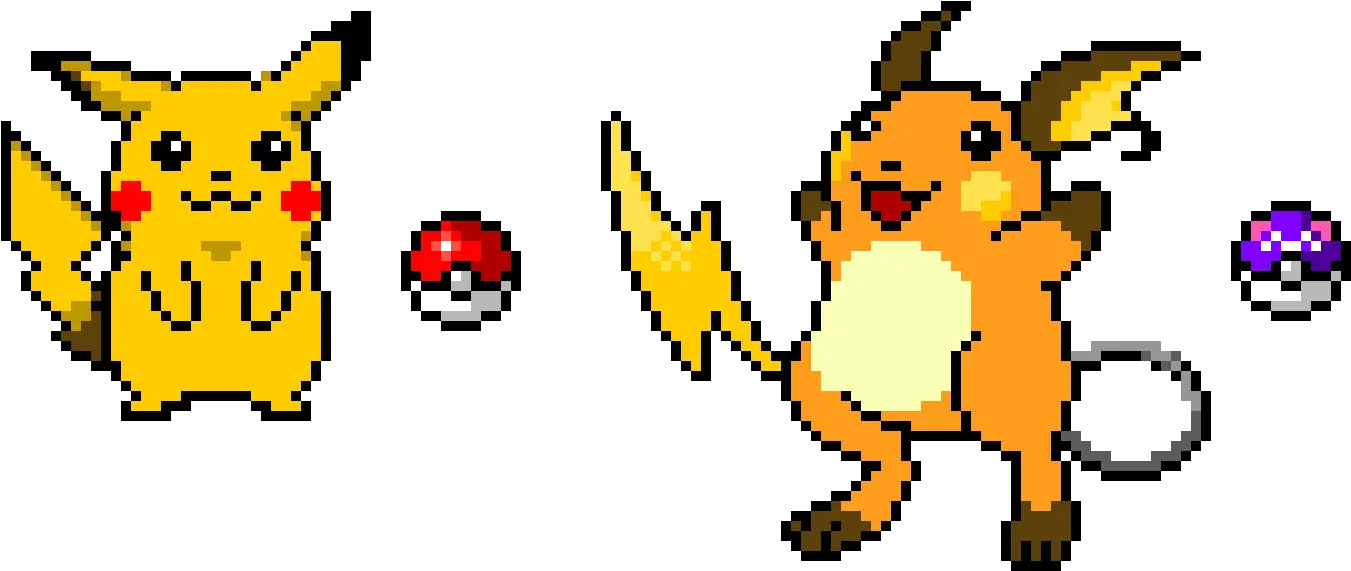 Pikachu And Raichu Pikachu Pixel Art Grid Png Raichu Png