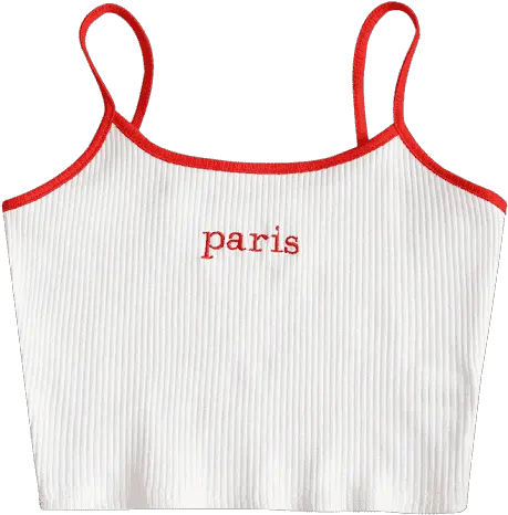 Ribbed Paris Embroidered Tank Top Active Tank Png Tank Top Png