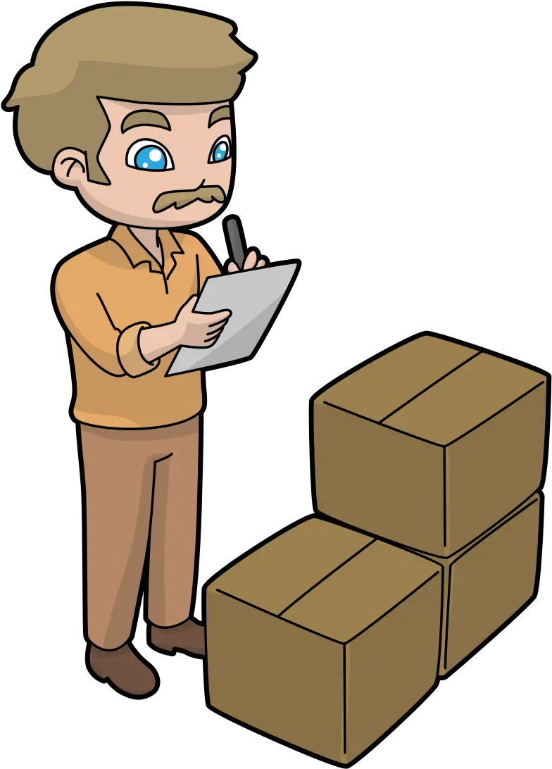 Filea Shipping Manager Checking Delivery Inventory Cartoon Inventory Cartoon Png Inventory Png