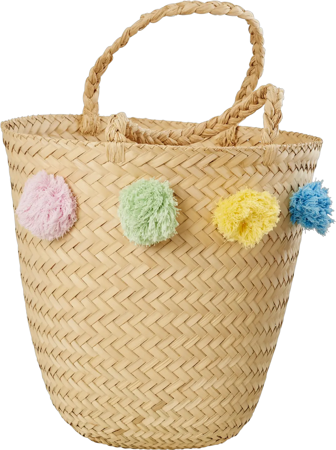 Download Natural Raffia Beach Bag With Pom Poms Png Image Natural Raffia Beach Bag With Pom Poms Pom Pom Png