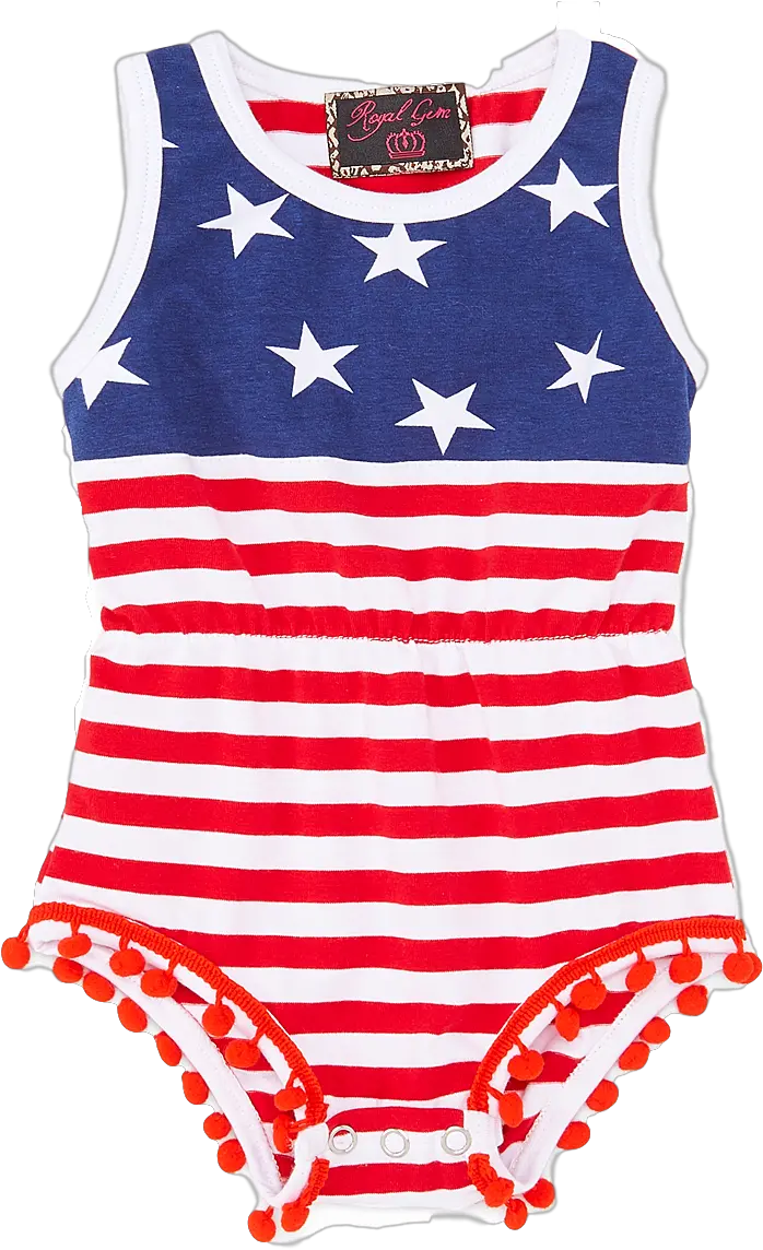 Download Red U0026 Blue Stars Stripes Pom Pom Romper Red Maillot Png Pom Pom Png