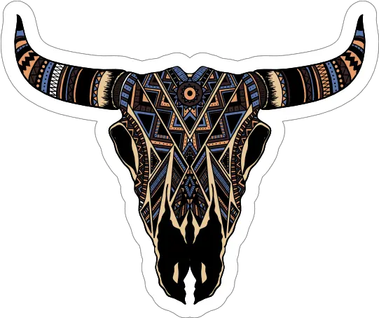 Painted Bull Cow Skull With Horns Sticker Bull Skulls With Horns Png Cow Head Icon