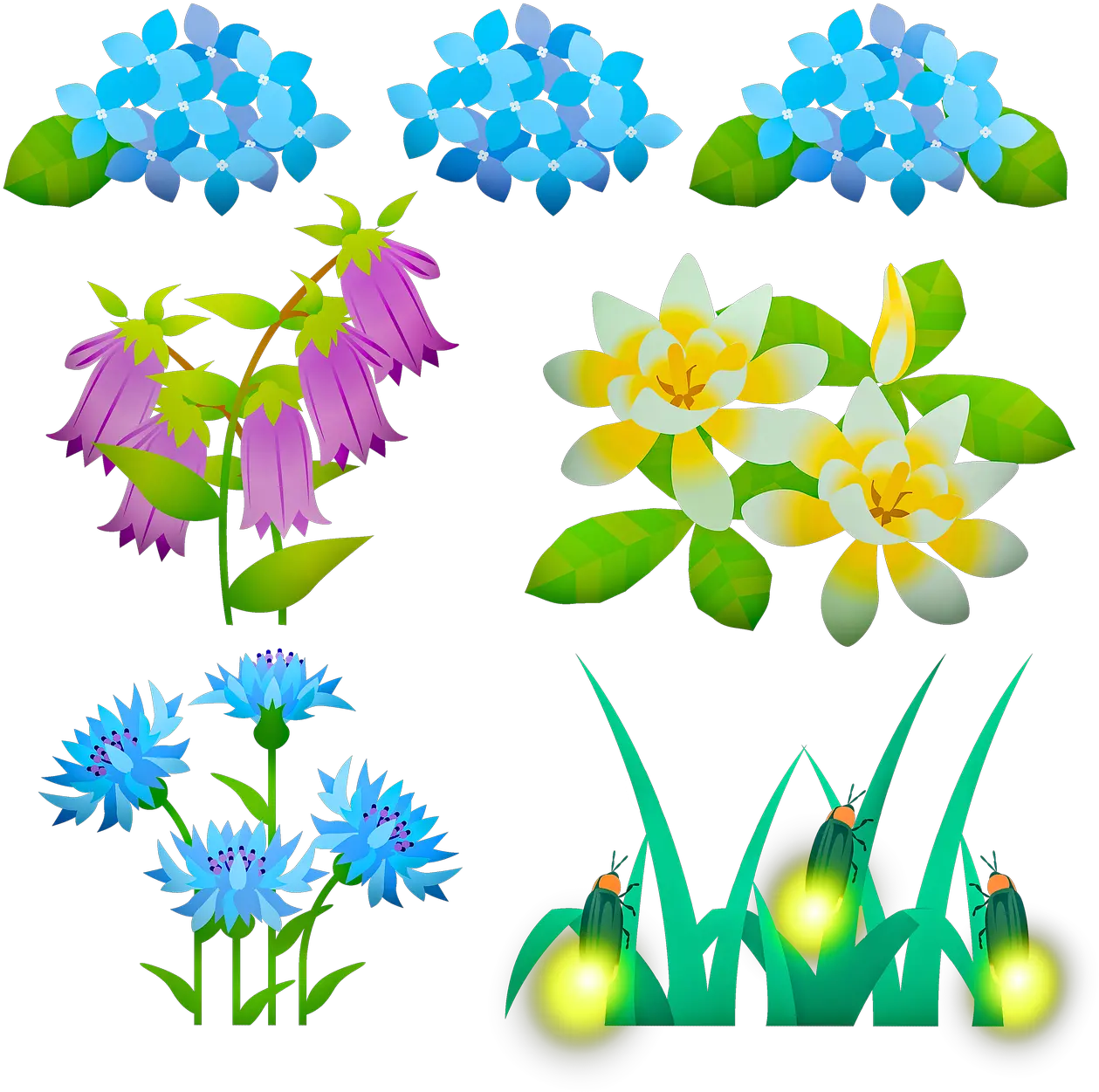 Flowers Fireflies Hydrangea Png
