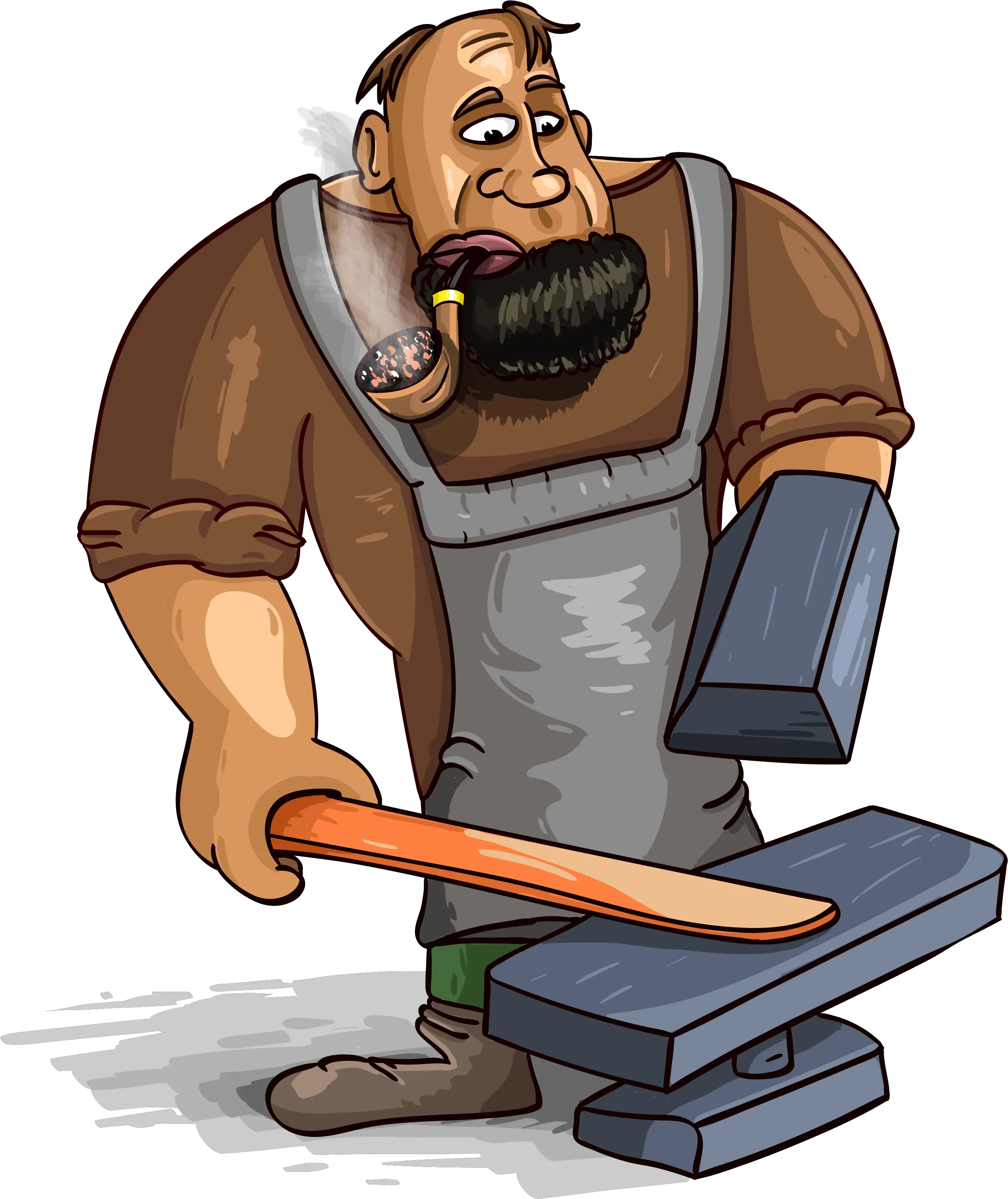 Smoking Blacksmith Cartoon Blacksmith Shop Png Anvil Png