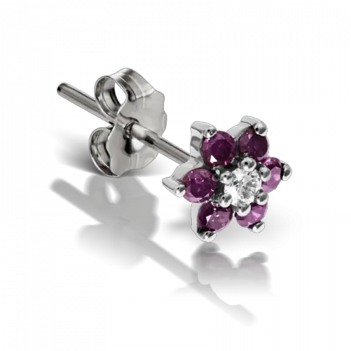 45mm Purple Diamond Flower Traditional Earstud Maria Tash Earring Png Purple Diamond Png