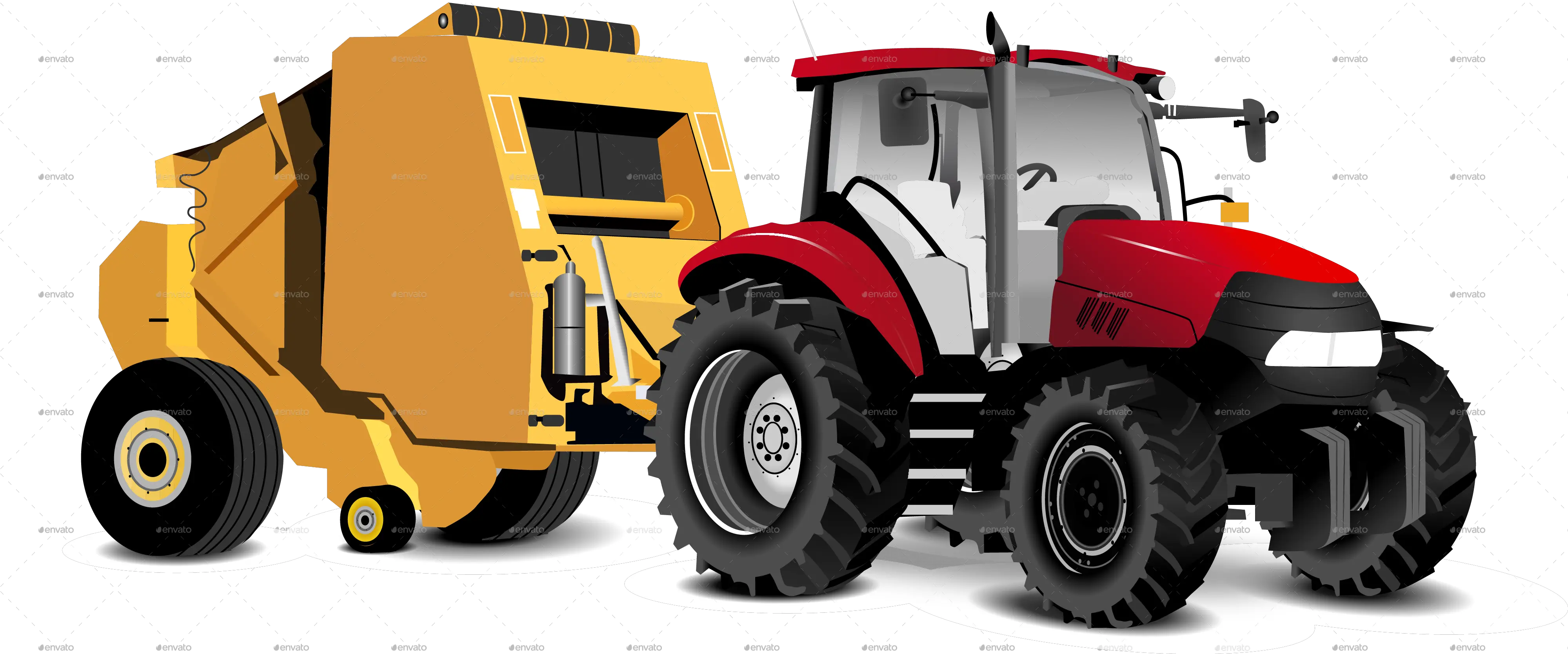 Red And Yellow Vector Tractor Synthetic Rubber Png Tractor Png