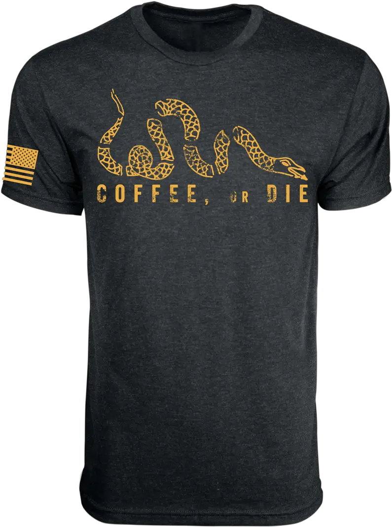 Coffee Or Die T Shirt Gold U2013 Black Rifle Coffee Company Black Rifle Company Coffee Or Die Png Die Png