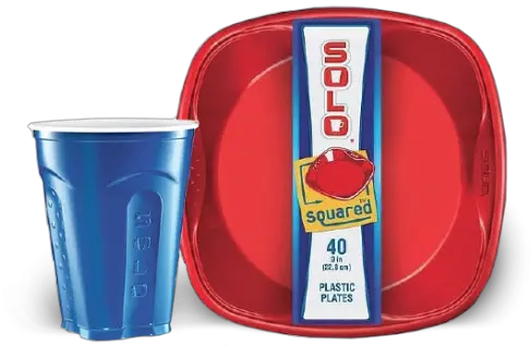 Download Hd Solo Squared Plastic Plates Solo Cup Solo Red And Blue Cups Png Solo Cup Png