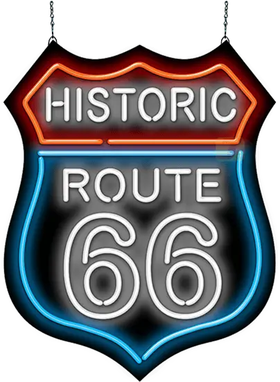 Historic Route 66 Neon Sign Vertical Png Route 66 Logo