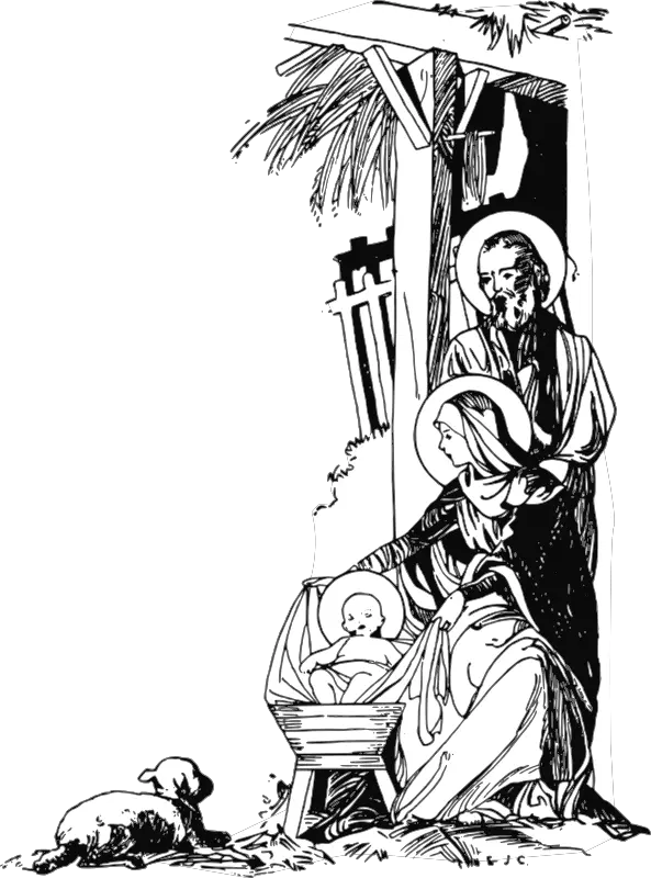 Jesusu0027 Birth Free Svg Jesus Born Black White Png Manger Png