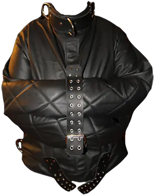 All Leather Xl Custom Straight Jacket By Monkey Dungeon Padded Raised Collar Ebay Leather Png Straight Jacket Png