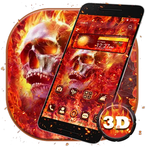 3d Red Fire Skull Glass Theme Apk 112 Download Apk Smartphone Png Red Skull Icon