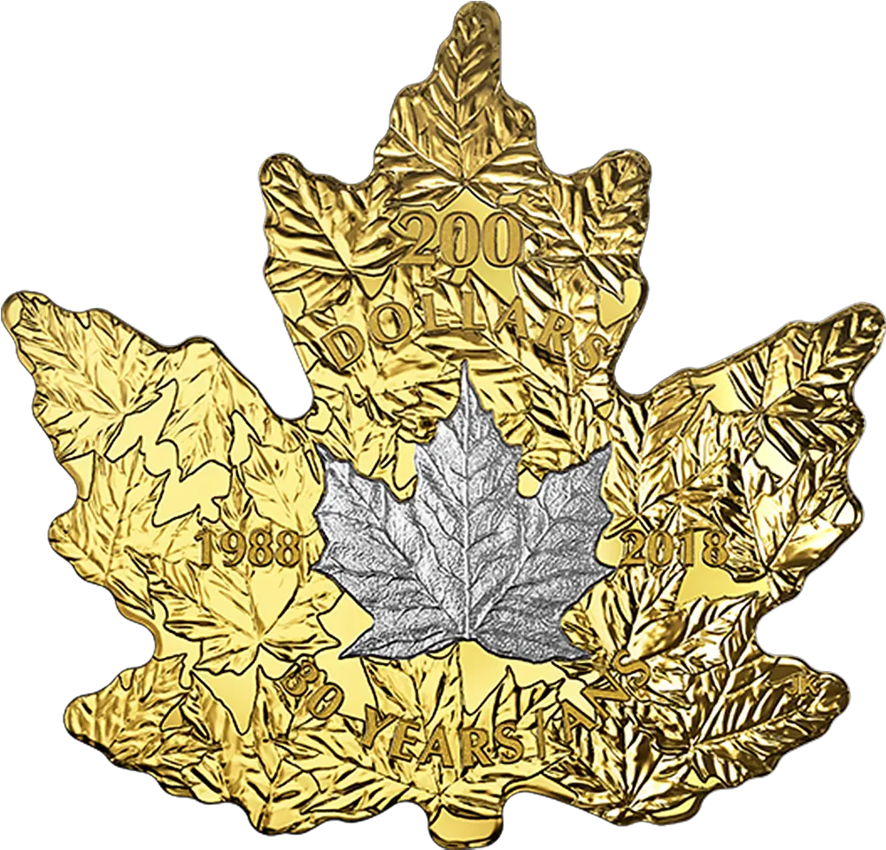 Download Hd Pure Gold Platinum Plated Coin Canadian Canadian Platinum Maple Leaf Png Canadian Leaf Png