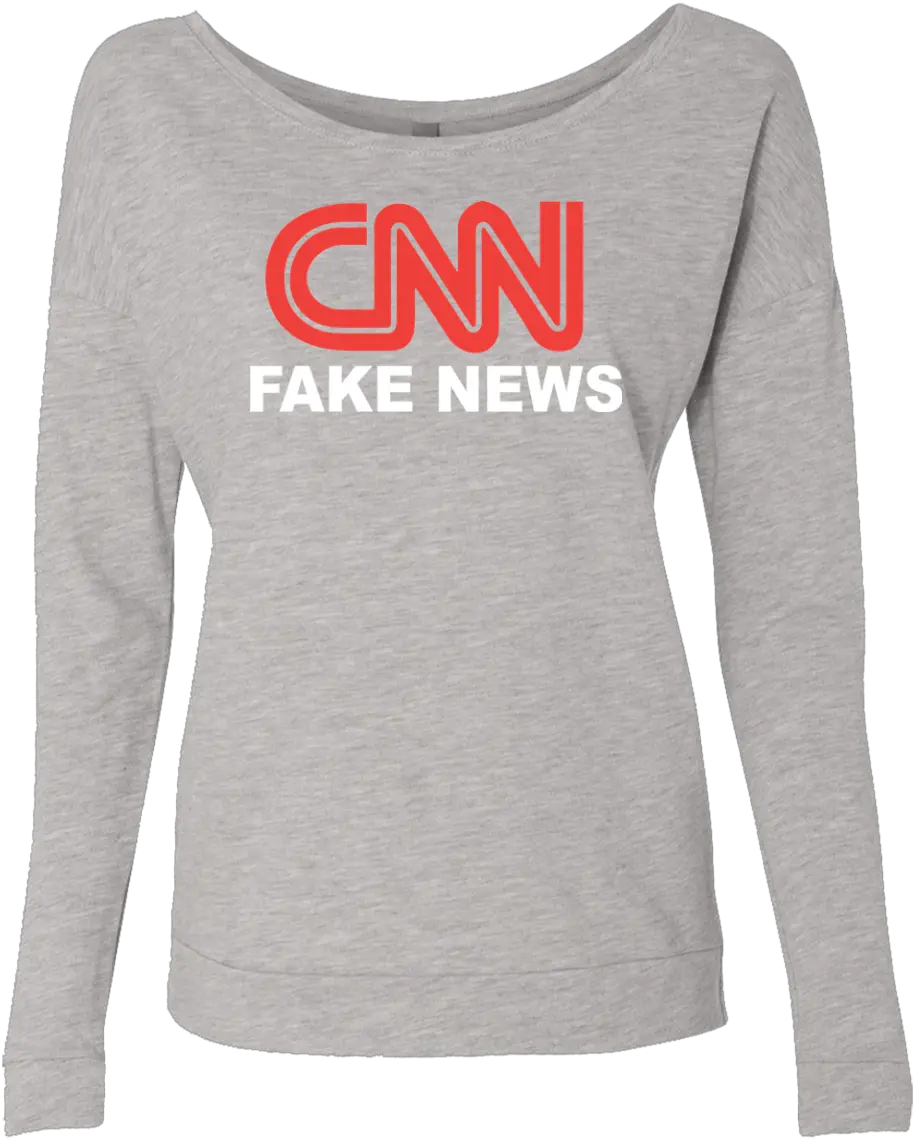 Cnn Fake News Level Ladiesu0027 French Terry Scoop Long Sleeve Png Cnn Fake News Logo