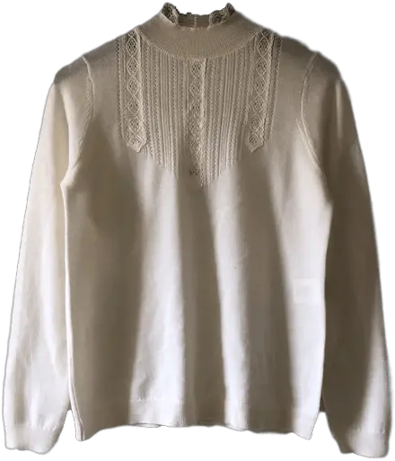 Sézane U0027tuliou0027 White Lace Trim Sweater Kateu0027s Royal Closet Long Sleeve Png White Lace Png