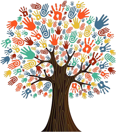 Download Hd Handprint Tree Tree With Hand Prints Family Unity Is Strength Png Handprint Png