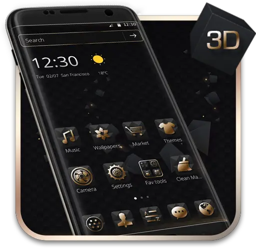 Updated Luxury Golden 3d Black Tech Pc Android App Portable Png 3d Android Icon Pack