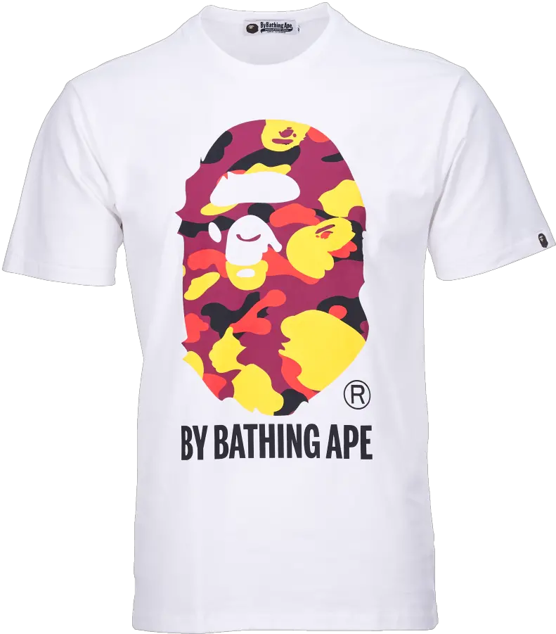 Menu0027s Bape Ape Head Red Yellow City Camo T Shirt Blinq Fashion Active Shirt Png Bape Logo Png