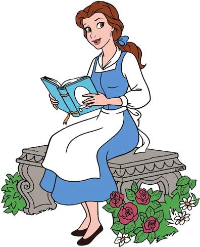 Download Enchanted Rose Belle Reading Belle Reading A Book Png Belle Transparent Background