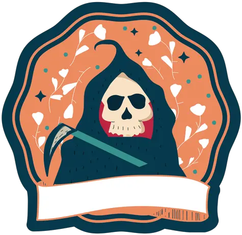 Halloween Badge Death Transparent Png U0026 Svg Vector File Illustration Grim Reaper Transparent Background