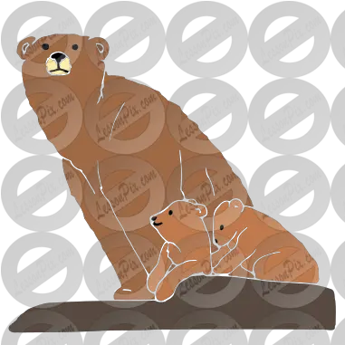 Bear And Cubs Stencil For Classroom Therapy Use Great Grizzly Bear Png Cubs Png