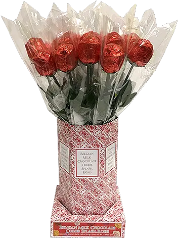 Milk Chocolate Red Foiled Rose Display Chocolate Rose Bouquet Png Chocolate Splash Png