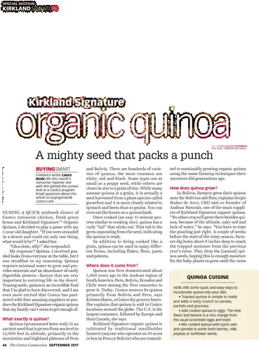 Organic Quinoa The Costco Connection September 2017 Newsprint Png Costco Png