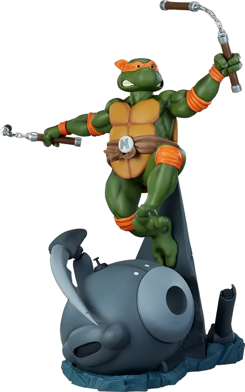 Michelangelo Statue By Pcs Collectibles Teenage Mutant Ninja Turtle Statues Png Tmnt Logo Png