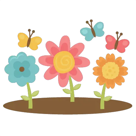 Spring Flowers With Butterflies Svg Cutting Files Flower And Butterfly Clip Art Png Spring Png