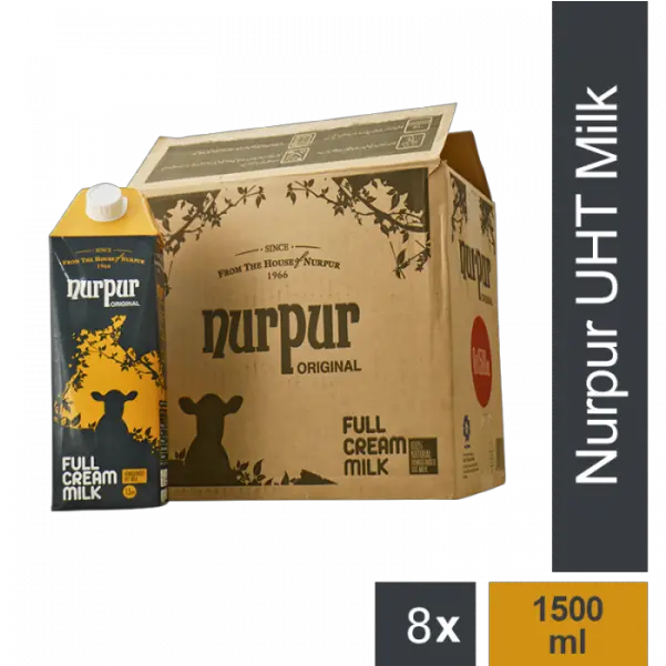 Nurpur Full Cream Milk Carton 1500ml X 8 U2013 Red Carpet Nurpur Milk Litre Price Png Milk Carton Png