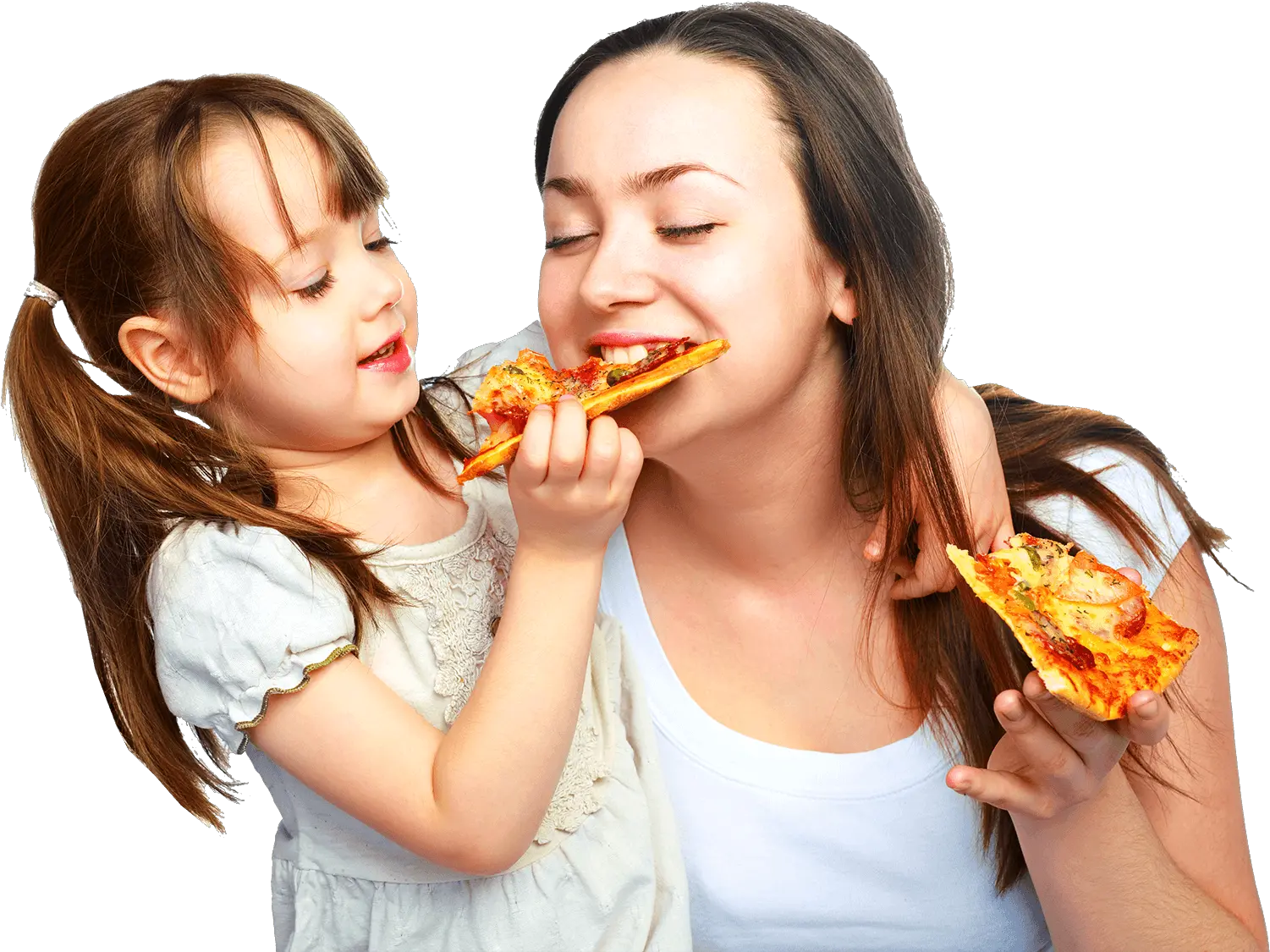 Download Free Png Eating Child Food Woman Mother To Enjoy Mae E Filha Pizza Eating Png