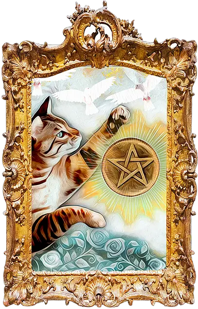 Ace Of Pentacles Grimalkin Tarot Picture Frame Png Pentacle Icon